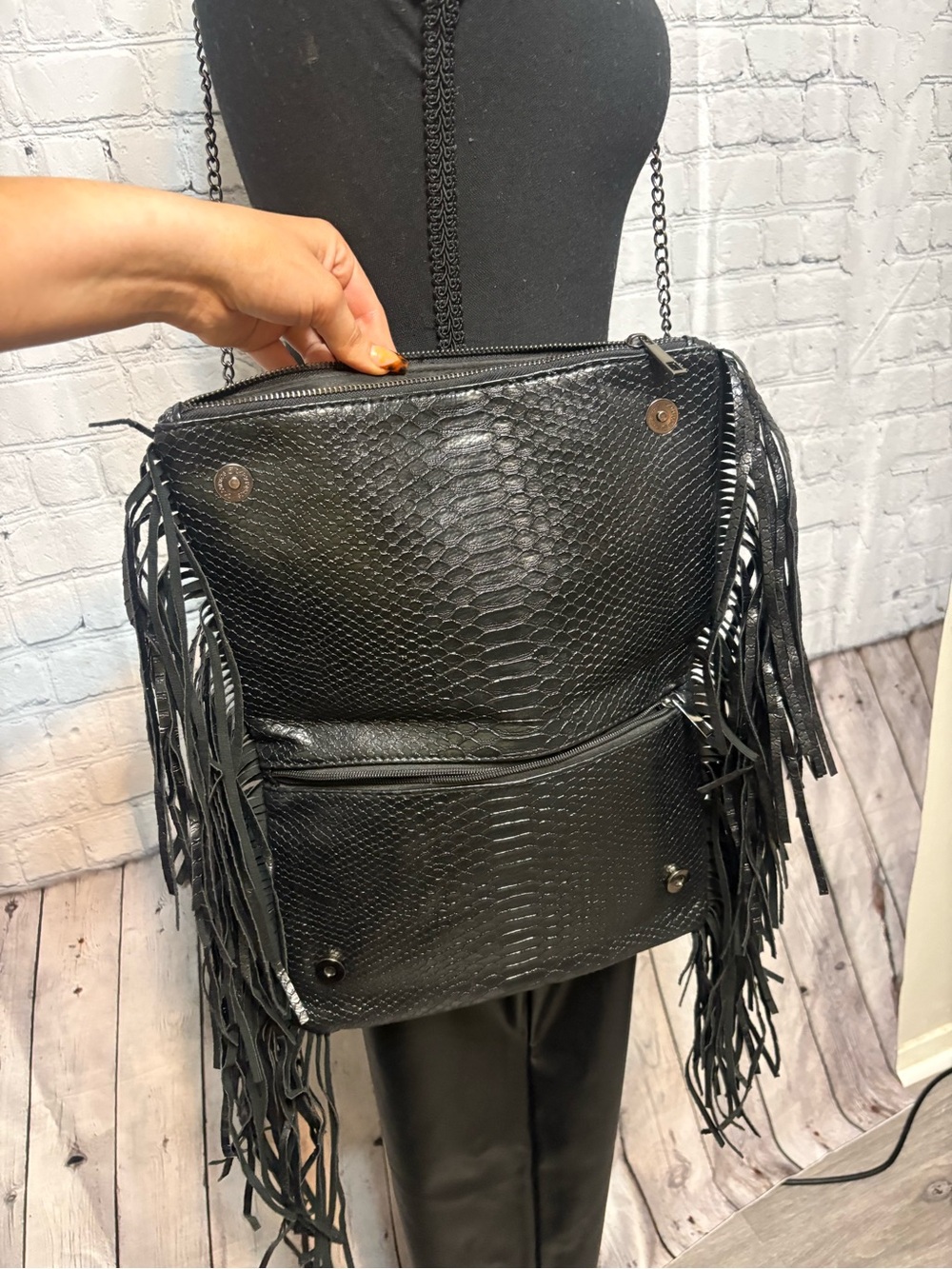 Black Fringe Crossbody Bag - Unbranded - Picture 3 of 4